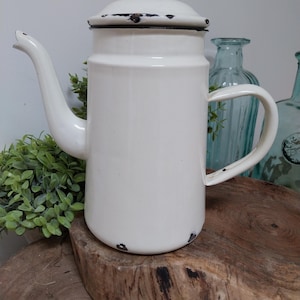 vintage french enamel jug, enamelware, kitchen decoration, Enamel, Enamel Kitchen, Enamel Garden, Enamel Decoration