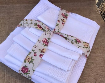 Vintage french linen tableware set, napkins, table set, table decoration