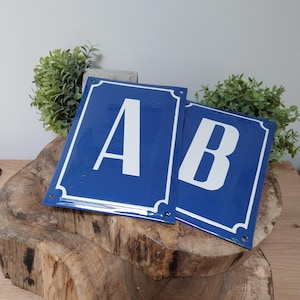 Vintage French large house A and B plaque, House Number, French Enamel, Door Number