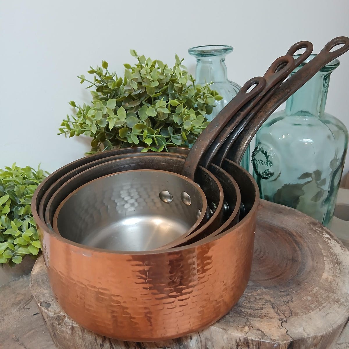 Vintage French Copper Saucepans - Set of 4 - Kitchen Decoration - Etsy