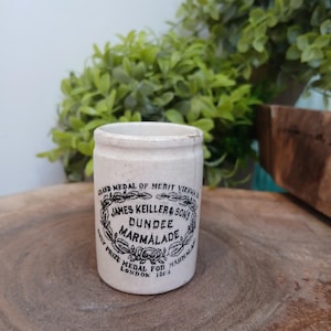 Tarro de mermelada vintage James Keiller Dundee, pequeño envase publicitario, artículo de decoración de cocina coleccionable