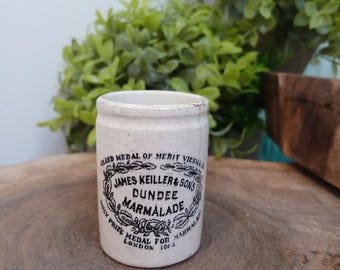 Vintage James Keiller Dundee Marmalade Jar, Tiny Advertising Pot, Collectible Kitchen Decor