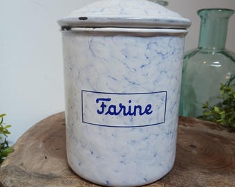Contenitore per farina in smalto francese, barattolo in latta, contenitore per farina, decorazione per la cucina
