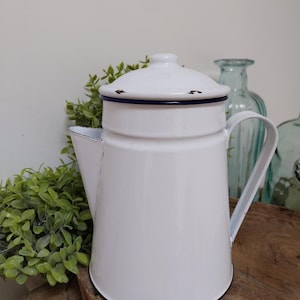 vintage french enamel jug, enamelware, kitchen decoration