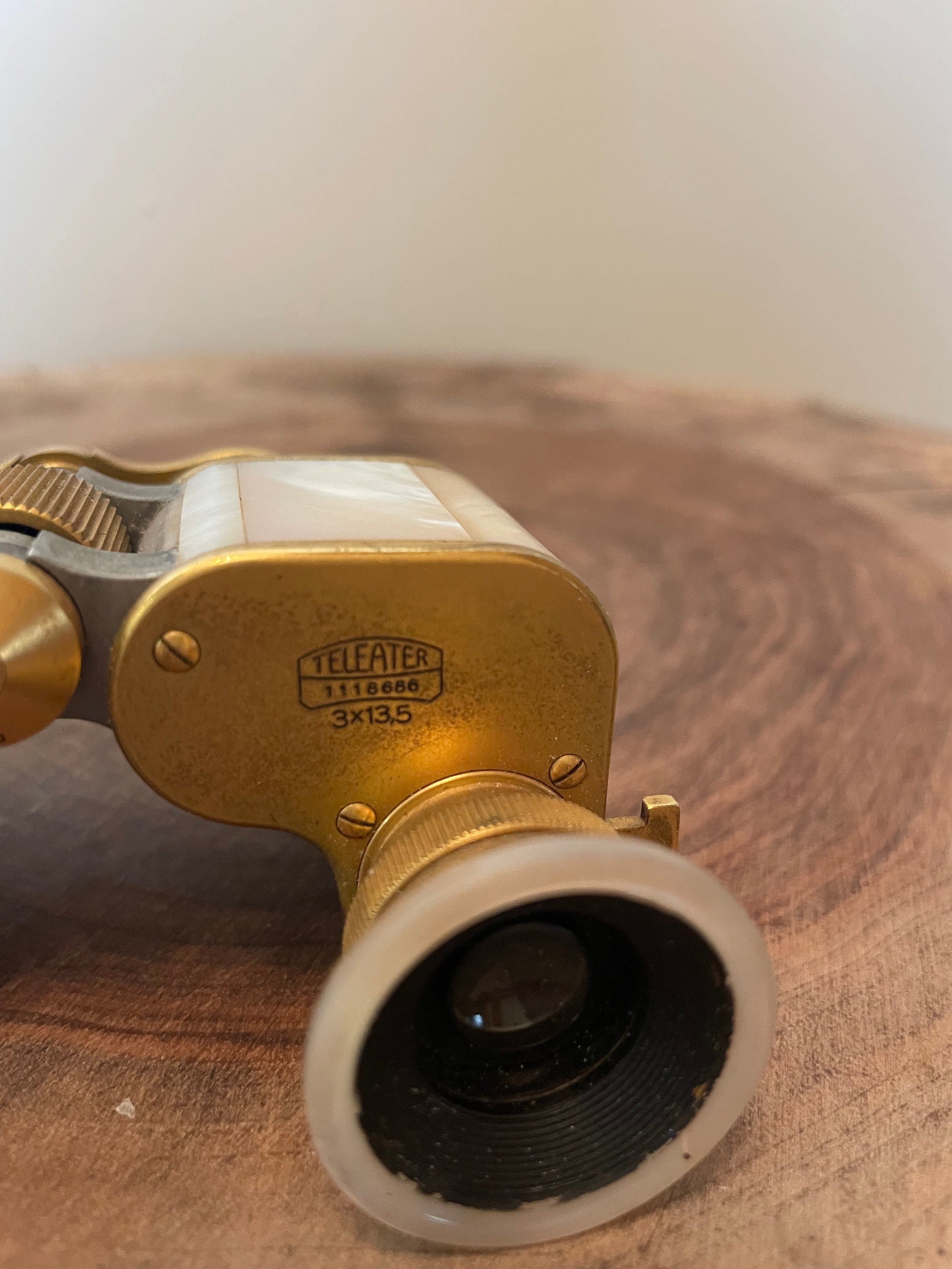 Antique Carl Zeiss Jena Teleater Mother of Pearl Opera Binoculars 