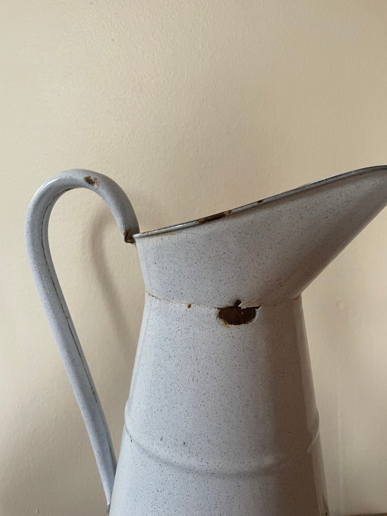 Vintage French Enamel Water Pitcher Enamel Ware Kitchen Etsy