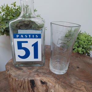 Pastis 51 carafe with 6 aperitif glasses, Pastis, french carafe, Glasses, French Glass Ware