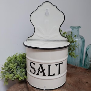 Enamel English Salt Pot, Salt Pot, Salt Storage, Kitchen Decoration, English Enamel, Enamel Salt, Enamel Kitchen