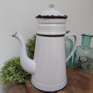 Vintage French Enamel Biggins Style Coffee Pot, Enamelware, Kitchen Decoration, Enamel, Enamel Kitchen
