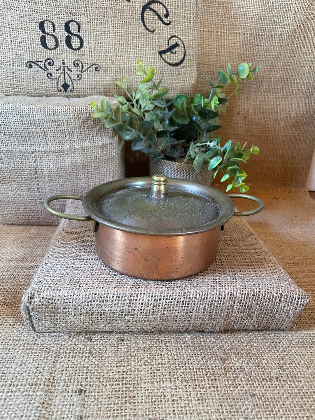 Small Copper Pot With Lid Etsy