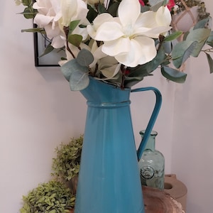 Vintage French Enamel Water Pitcher, Enamelware, Kitchen Decoration, Home Decoration