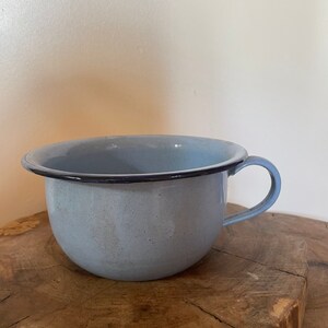 Vintage French Enamel Pot with Handle, Enamel, Enamel Decoration