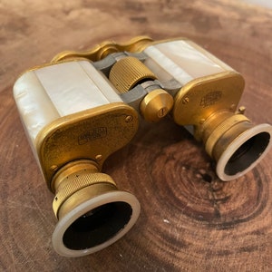 Antique Carl Zeiss Jena Opera Binoculars: Mother of Pearl & Brass