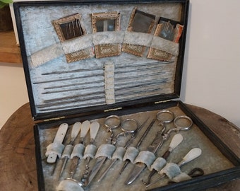 Vintage Mother of Pearl Sewing Kit: Needle Set Collectible