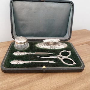 Silver antique manicure set by Henry Mathews Birmingham England