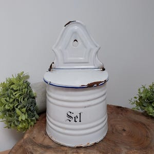 Enamel French Salt Pot, Salt Pot, Salt Storage, Kitchen Decoration, french enamel, Enamel Salt, Enamel Kitchen