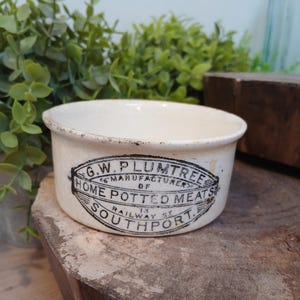 vintage C.W plumtree ' home potted meats, southport pot, collectable english advertising pots