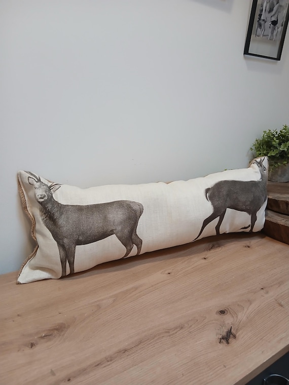 Handmade Deer Door Cushion, Hessian Backing, 60cm
