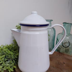 vintage french enamel jug, enamelware, kitchen decoration