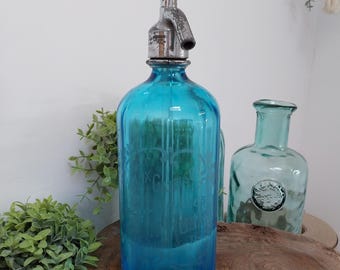 アンティーク　ソーダ 炭酸ボトル　バー　サイフォン　グリーン　超レア　アメリカ ヴィンテージ フレンチソーダサイフォン – エッチングガラスサイフォン