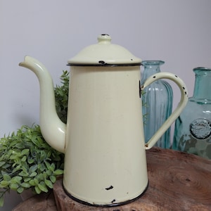 vintage french enamel jug, enamelware, kitchen decoration