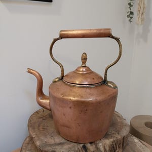 Large victorian copper kettle, Copper Kettle, Copper Kitchen, Kitchen Decoration. Kettle, Country Kitchen, Copper, Kettle Decoration