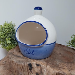 Large French Ceramic Salt Pot: Kitchen Storage & Decoration