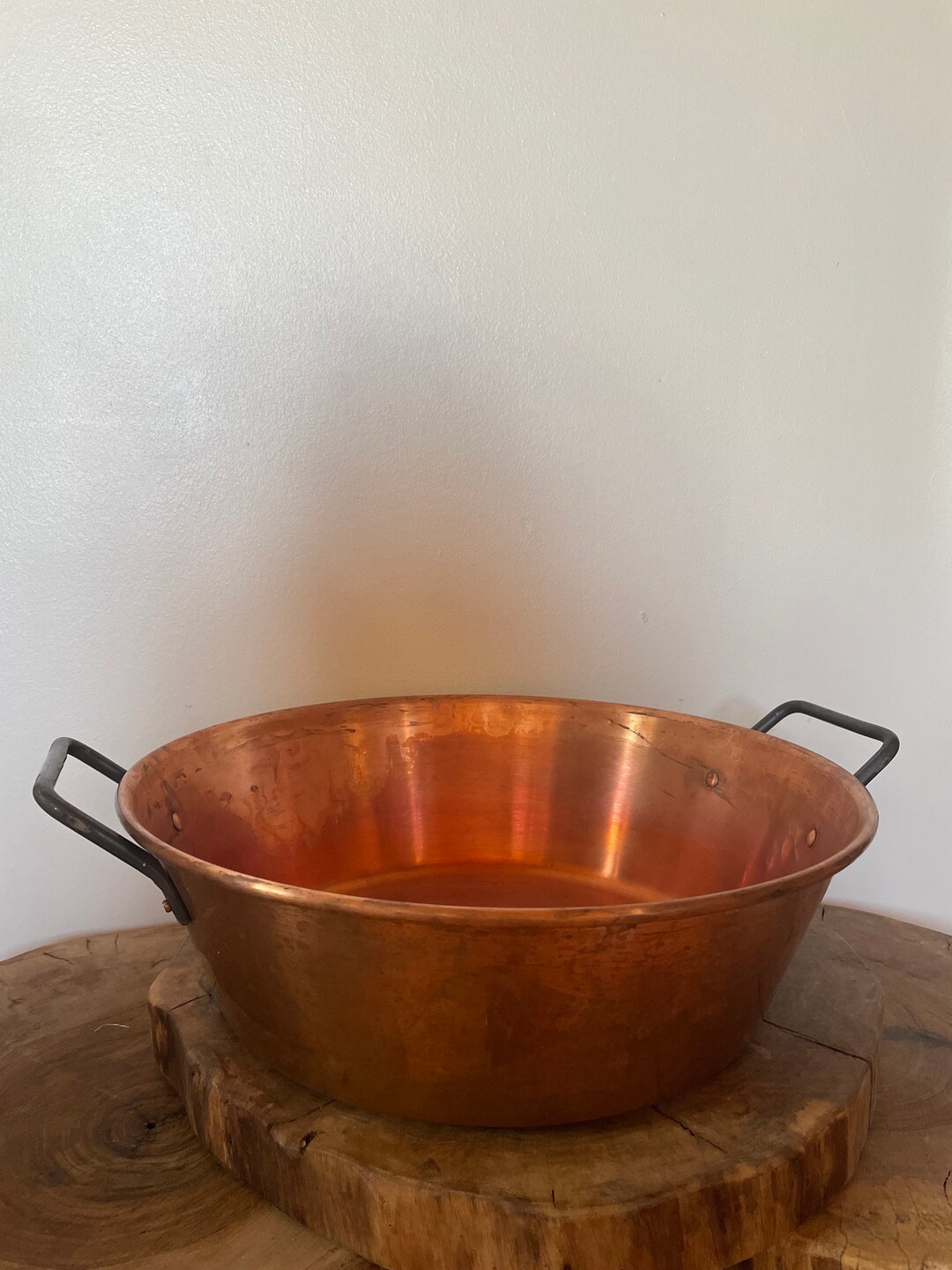 Large Vintage Copper Pot With 2 Side Handles Copper Pots Etsy