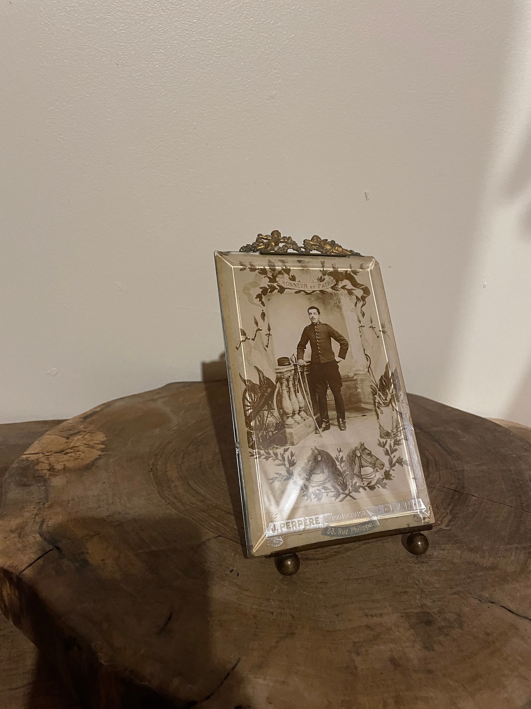 Large French Vintage Bevelled Picture Frame, Picture Frame, Bevelled ...