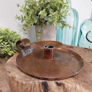Vintage copper candle holder, candle, home decoration