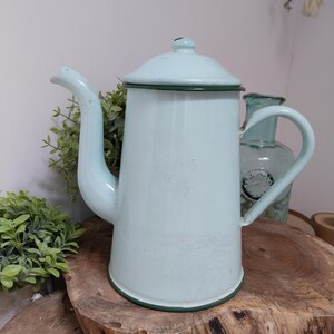 Vintage French Enamel Coffee Pot, Enamal ware, kitchen decoration, Enamel Teapot