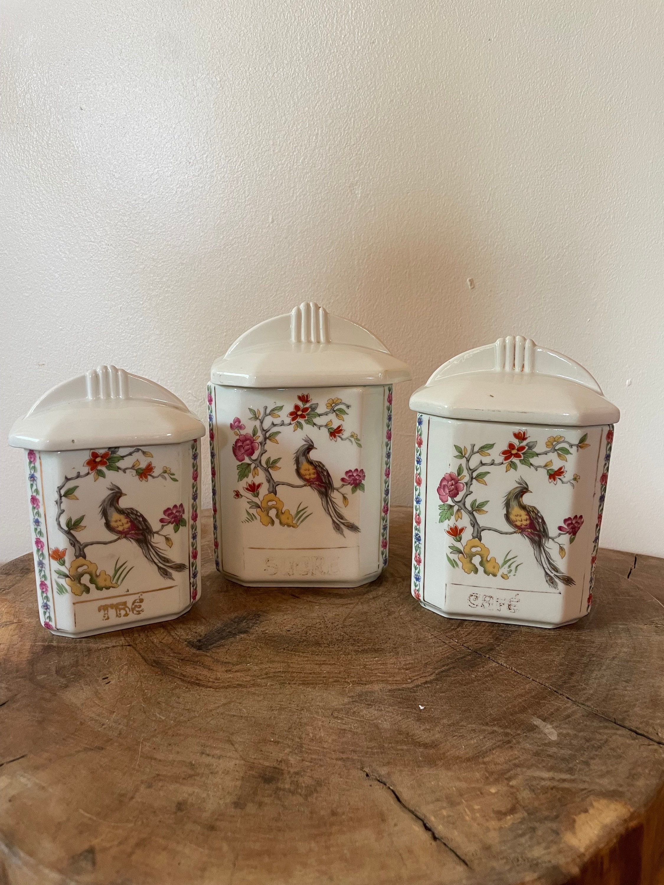 Tea, Coffee and Sugar Ceramic Cannisters, Kitchen Storage, Kitchen Decoration