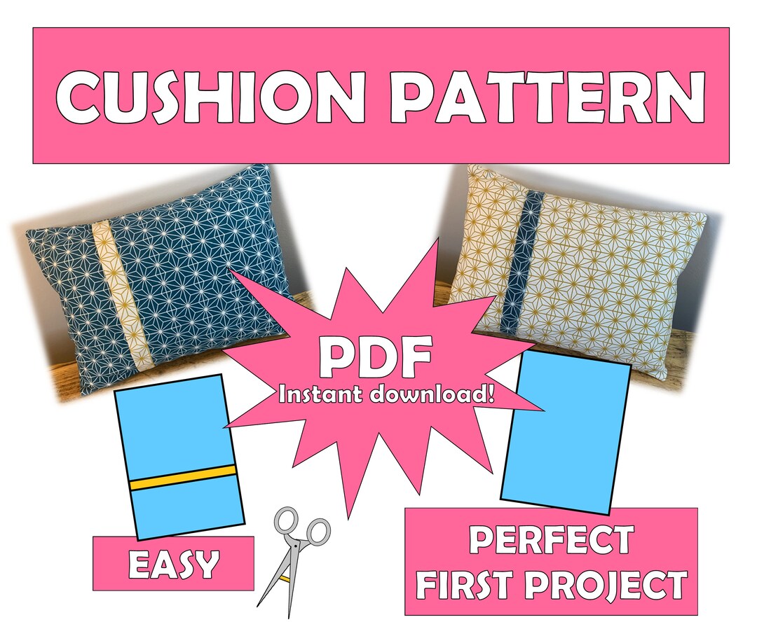 PDF Cushion Pattern - Sewing Pattern - Envelope Cushion Cover Instant ...