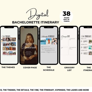 Digital Bachelorette Itinerary Template, Bachelorette Party Invitation, Bachelorette Mobile itinerary, Bachelorette Trip Planner Template