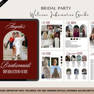 Bridesmaid information guide, printable booklet with details on duties, schedules, and wedding day instructions for bridal party