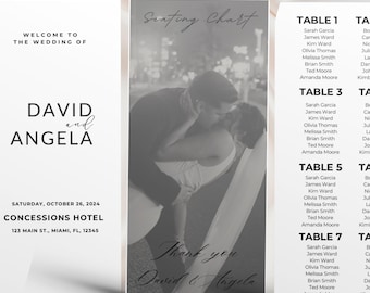 Trifold Wedding Program Template with Seating Chart, Wedding Ceremony Brochure (Digital Download)