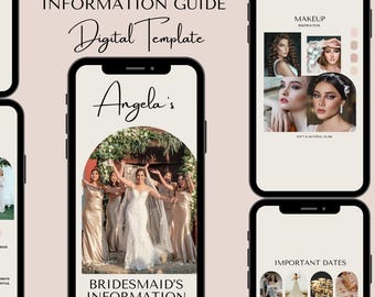 Bridesmaid Information Guide Template, Wedding Party Planner, Canva Bridal Info Card (Digital Download)
