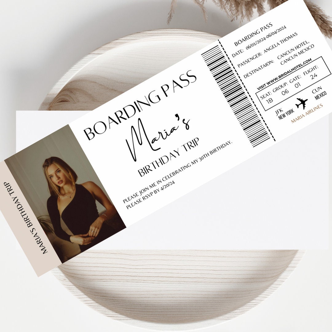 Boding Card Editable Boarding Pass Template, Printable Airline Ticket, Boarding ...