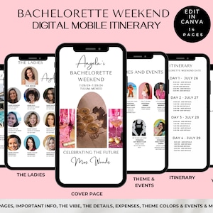 Digital Bachelorette Itinerary, Bachelorette Party Invitation, Bachelorette Weekend Itinerary , Printable Trip Itinerary, Digital Invite