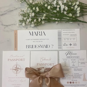 Bridesmaid Proposal Boarding Pass & Passport Template (Digital Download), Bridesmaid proposal card