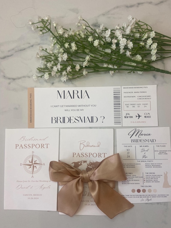 Bridesmaid Proposal Boarding Pass & Passport Template (Digital Download)