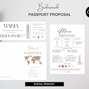 Modello di carta d'imbarco e passaporto per la proposta di matrimonio della damigella d'onore (download digitale) immagine 9