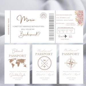 Bordkarte, Brautjungfer Flugticket, Ziel Hochzeit Brautjungfer Vorschlag, Sei meine Trauzeugin Flugticket, sei meine Brautjungfer
