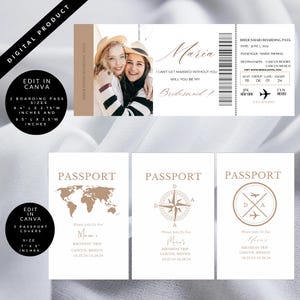 Boarding Pass Template, Printable Bridesmaid Card, Bridesmaid Proposal Ticket, Will You Be My Bridesmaid, Destination Wedding Proposal