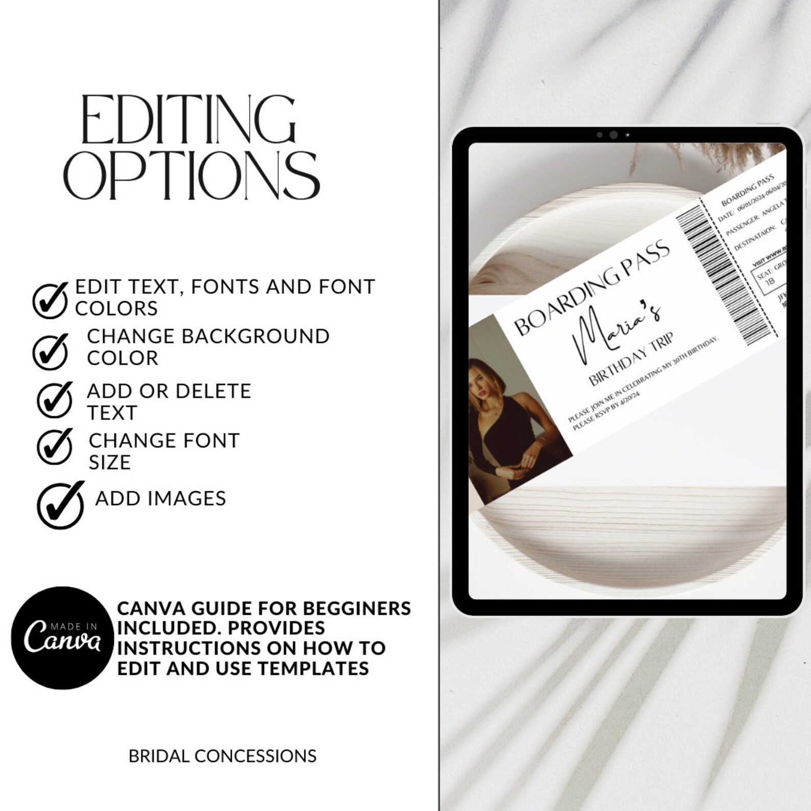 Boding Card Editable Boarding Pass Template, Printable Airline Ticket, Boarding ...