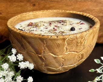 Giraffe Print Wood Bowl Candle 6" Round - Various Scents