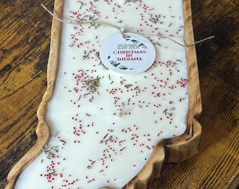 Indiana Christmas - Large Wood Bowl Candle