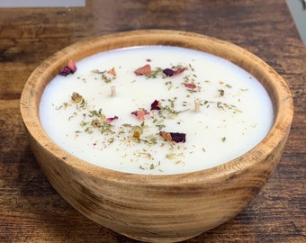 Wood Bowl Candle 6" Round - Various Scents