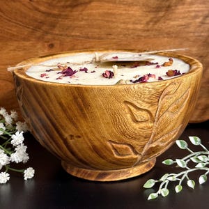 Vela redonda de madera con estampado botánico de 15 cm - Varios aromas imagen 1