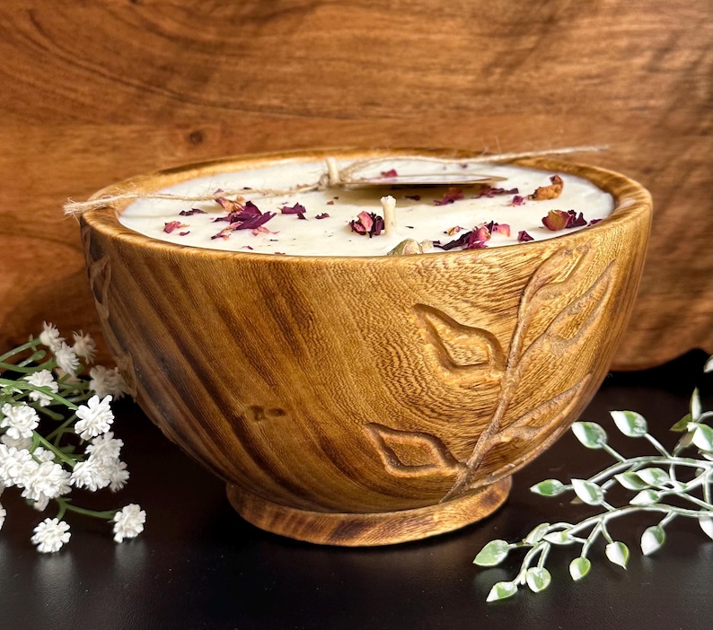 Vela redonda de madera con estampado botánico de 15 cm - Varios aromas imagen 1